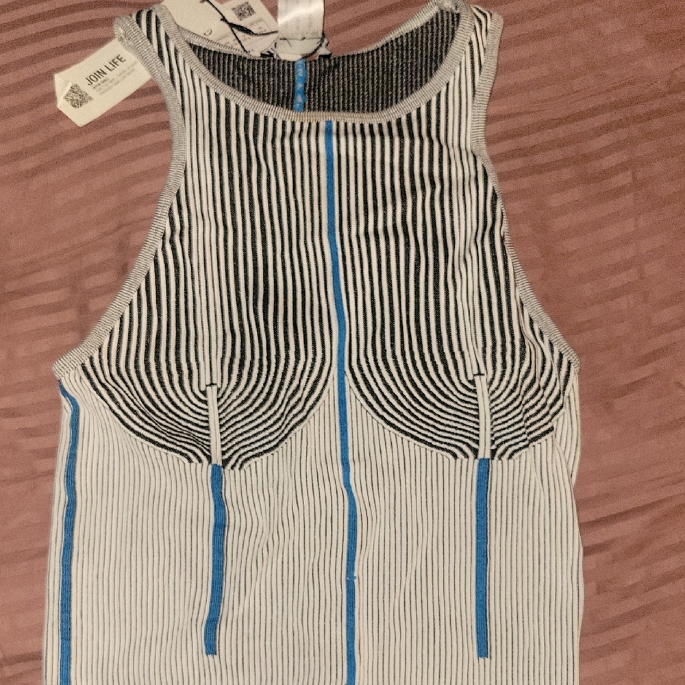 Zara Black and Blue Striped Tank Top
